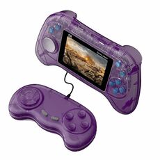 Console di gioco portatile Q8 Schermo da 3,0 pollici Supporto per connessione TV Integrato 800 giochi Doppio Trasparente Viola
