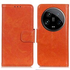 Custodia per cellulare in pelle con vibrazione orizzontale Ultra Nappa per Xiaomi 14 (arancione)