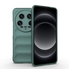 Per Xiaomi 14 Ultra Magic Shield TPU + custodia per telefono in flanella (verde scuro)