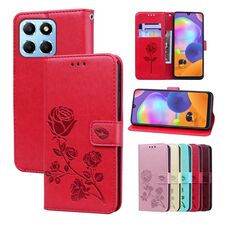 Custodia per telefono in pelle PU con vibrazione rosa goffrata per Honor X8b (rossa)