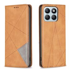 Custodia per telefono in pelle magnetica con texture romboidale per Honor X8b (gialla)