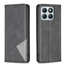 Custodia per telefono in pelle magnetica con texture romboidale per Honor X8b (nera)