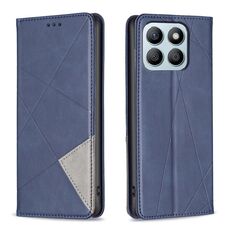 Custodia per telefono in pelle magnetica con texture romboidale per Honor X8b (blu)
