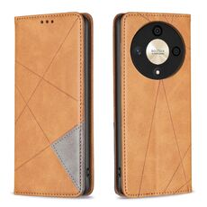Custodia per telefono in pelle magnetica con texture romboidale per Honor X9b/Magic6 Lite 5G (giallo)