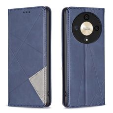 Custodia per telefono in pelle magnetica con texture romboidale per Honor X9b/Magic6 Lite 5G (blu)