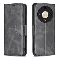 Per Honor X9b/Magic6 Lite 5G Custodia in pelle di agnello con texture in puro colore Flip (Nero)