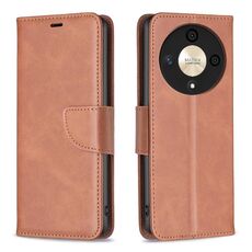Per Honor X9b/Magic6 Lite 5G Custodia in pelle di agnello con texture in puro colore Flip (marrone)