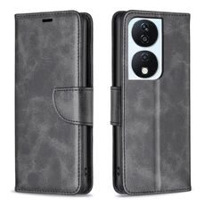 Per Honor X7b Custodia in pelle di agnello con texture in puro colore Flip (Nero)