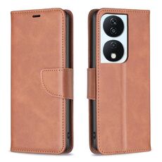 Per Honor X7b Custodia in pelle di agnello con texture in puro colore Flip (marrone)