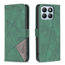 Custodia per telefono in pelle con trama romboidale con fibbia magnetica per Honor X8b (verde)