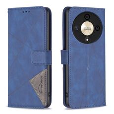 Per Honor X9b/Magic6 Lite 5G Custodia per telefono in pelle con trama a rombo con fibbia magnetica (blu)