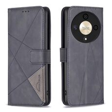 Per Honor X9b/Magic6 Lite 5G Custodia in pelle con fibbia magnetica a rombo (Nero)