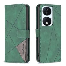 Custodia per telefono in pelle con trama romboidale con fibbia magnetica per Honor X7b (verde)