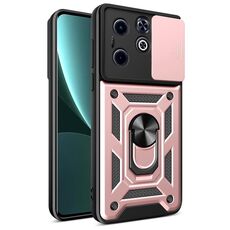 Per Infinix Hot 40i / Smart 8 Cover per fotocamera scorrevole Design TPU + Custodia per PC (Oro rosa)