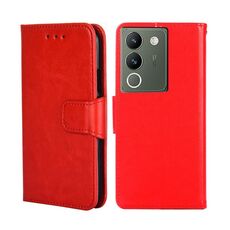 Custodia per telefono in pelle con texture cristallo per vivo V29e 5G (rossa)
