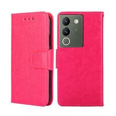 Custodia per telefono in pelle con texture cristallo per vivo V29e 5G (rosa rossa)