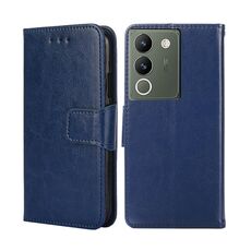 Custodia per telefono in pelle con texture cristallo per vivo V29e 5G (blu reale)