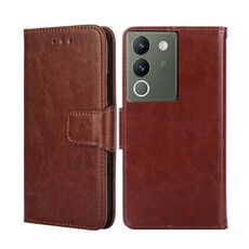 Custodia per telefono in pelle con texture cristallo per vivo V29e 5G (marrone)