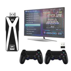 M10 4K Ultra HD Game TV Stick con doppio gamepad, ricevitore 2.4G, stile: 128 GB Basic (nero)