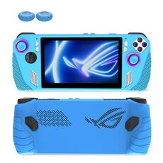 Per ASUS ROG Ally Console di gioco Custodia protettiva in silicone + Set di tappi per pulsanti Accessori da gioco tascabili (Blu)
