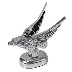 Decorazione del cofano dell'auto 3D Ali spiegate Modifica dell'aquila volante Emblema universale dell'auto (Argento)