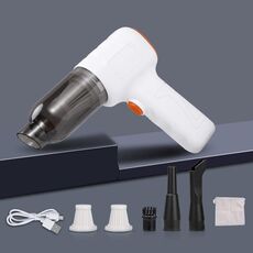 Aspirapolvere per auto Grande potenza di aspirazione Pompa wireless Ventilatore gonfiabile Piccolo aspirapolvere portatile, Stile: Spazzola 200 W + 2 filtri + Custodia (Bianco)