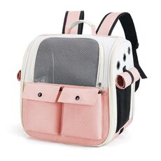 Borsa per animali portatile pieghevole per zaino quadrato traspirante per gatti (modello 4 rosa)