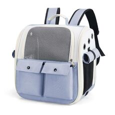 Borsa per animali portatile pieghevole per zaino quadrato traspirante per gatti (modello 4 blu)