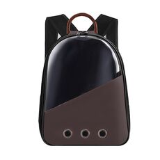 Borsa per animali domestici in PU Gatti e cani da viaggio Zaini a doppia spalla con capsula (modello 1 marrone)