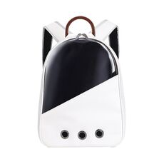 Borsa per animali domestici in PU Gatti e cani da viaggio Zaini a doppia spalla con capsula per trasporto (modello 1 beige)