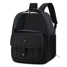 Borsa per animali domestici in PU per gatti e cani, per il trasporto di capsule, zaini a doppia spalla (modello 6 nero)