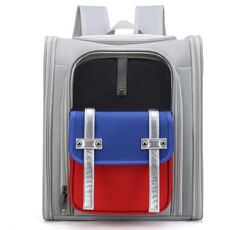 Zaino pieghevole quadrato per gatti Borsa a tracolla doppia portatile per animali domestici all'aperto (modello 8 grigio)