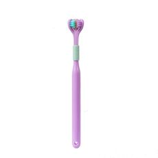 YALINA Spazzolino da denti a tre lati Capelli morbidi Spazzolino da denti a forma di V da 360 gradi 418 Viola per adulti