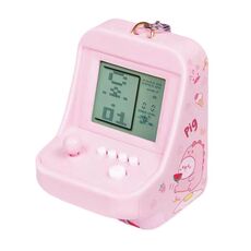 Portachiavi con ciondolo per macchina da gioco arcade portatile per bambini, mini giocattolo da gioco con blocchi di costruzione (rosa)