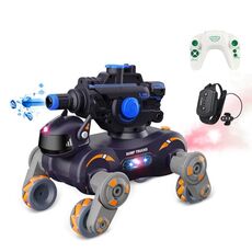 Robot acrobatico a otto ruote con sensore di gesti intelligente RC per bambini, auto giocattolo con luci e musica, stile: carro armato arancione doppio RC