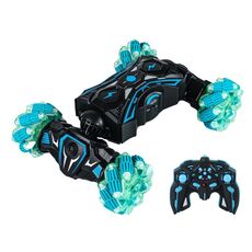 2.4G Spray RC Auto Sensore di gesti Musica Luci Twist Stunt Drift Auto Doppio Lato Guida Buggy Giocattolo, Colore: Maniglia RC Blu