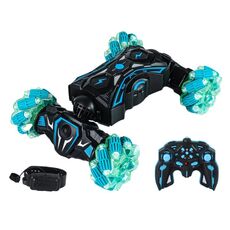 2.4G Spray RC Auto Sensore di gesti Musica Luci Twist Stunt Drift Auto Doppio Lato Guida Buggy Giocattolo, Colore: Maniglia + Orologio RC Blu