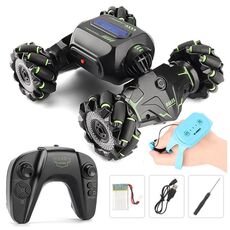 Bambini RC Auto Giocattolo Luci Elettriche Sensore di Gesti Telecomando Torsione Stunt Car, Colore: Verde Doppio RC (1:12)