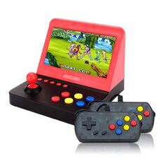 AMPOWN RETRO 7 pollici Grande Schermo Console Portatile Rocker Game Player Open Source Retro Arcade, Con Doppia Impugnatura (Nero Rosso)