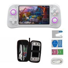 Console di gioco portatile retrò XF43, console di gioco open source con schermo grande da 4,3 pollici, lettore video da gioco, 128 GB (bianca)