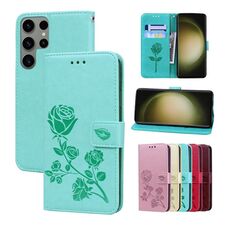 Custodia per telefono in pelle PU con vibrazione in rilievo rosa ultra per Samsung Galaxy S24 (verde)