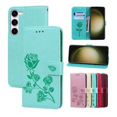 Per Samsung Galaxy S24+ Custodia per cellulare in pelle PU con stampa in rilievo rosa (verde)