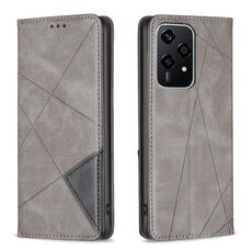 Custodia per telefono in pelle magnetica con texture romboidale per Honor 200 Lite (grigio)