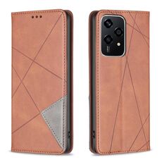 Custodia per telefono in pelle magnetica con texture romboidale per Honor 200 Lite (marrone)