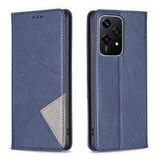 Custodia per telefono in pelle magnetica con texture romboidale per Honor 200 Lite (blu)