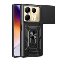 Per Infinix Note 40 4G Cover per fotocamera scorrevole Design TPU + Custodia per telefono PC (Nero)