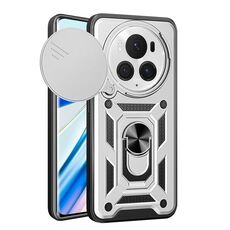 Per Honor Magic6 Pro Custodia scorrevole per fotocamera Design TPU + Custodia per PC (Argento)