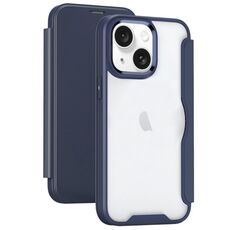 Per iPhone 15 Plus Custodia per telefono in pelle con vibrazione ad adsorbimento con blocco RFID (blu scuro)
