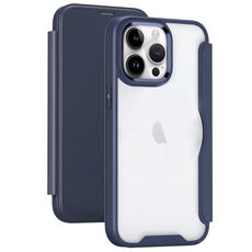 Per iPhone 14 Pro Custodia per telefono in pelle flip con adsorbimento con blocco RFID (blu scuro)