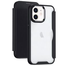 Custodia per telefono in pelle flip con adsorbimento con blocco RFID per iPhone 11 (nera)